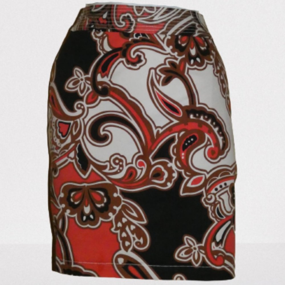 New Merona Womens Lined Skirt in Size 16 Paisley Brown Orange Black